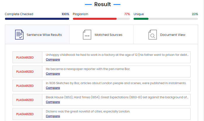 Search Engines Reports plagiarism report